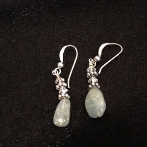 Chalcedony briolette silver drop earrings